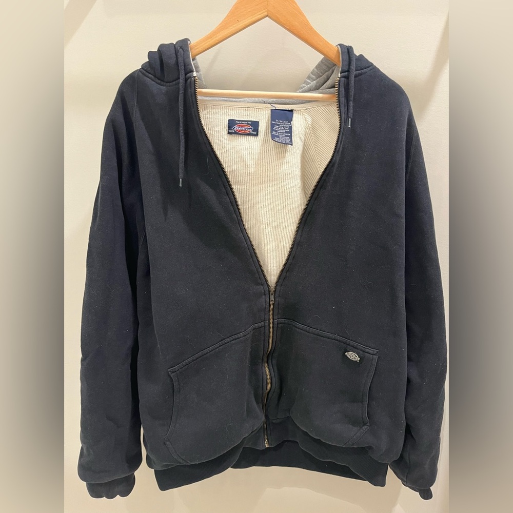 Dickies Hoodie Navy Cotton Waffle Lined Full Zip!